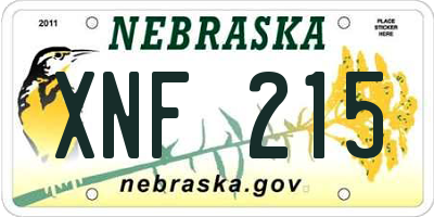 NE license plate XNF215