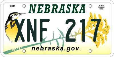NE license plate XNF217
