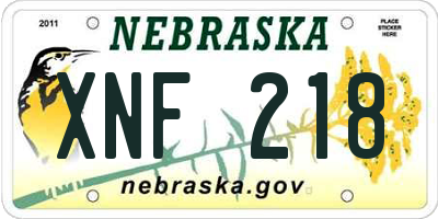 NE license plate XNF218