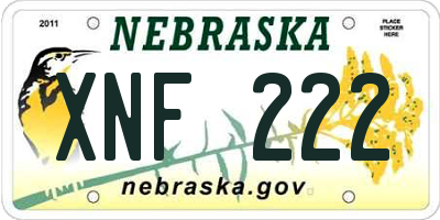 NE license plate XNF222