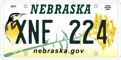 NE license plate XNF224