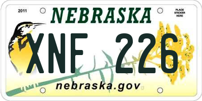 NE license plate XNF226