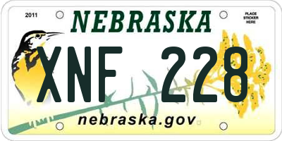 NE license plate XNF228