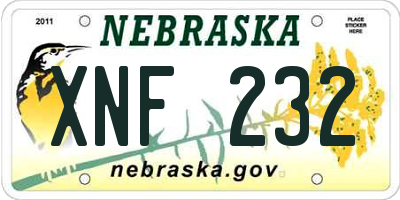 NE license plate XNF232