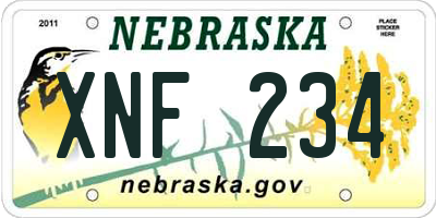 NE license plate XNF234