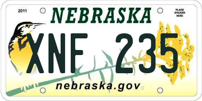 NE license plate XNF235