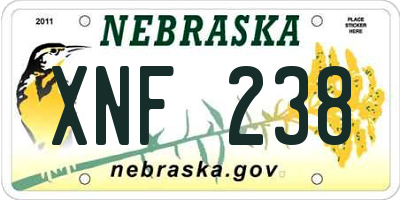 NE license plate XNF238