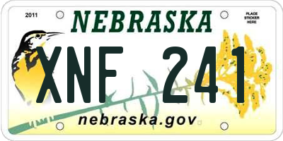 NE license plate XNF241