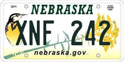 NE license plate XNF242