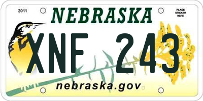 NE license plate XNF243