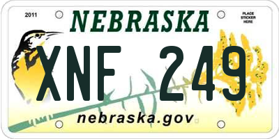 NE license plate XNF249