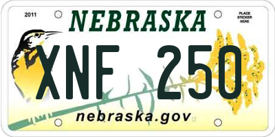 NE license plate XNF250