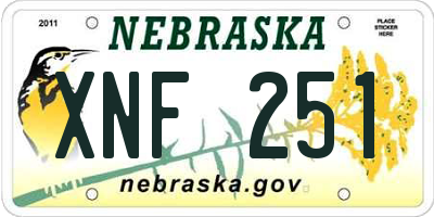 NE license plate XNF251