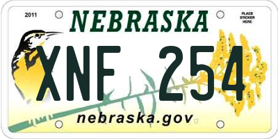 NE license plate XNF254
