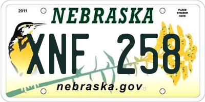 NE license plate XNF258
