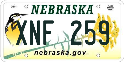 NE license plate XNF259