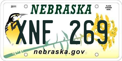 NE license plate XNF269