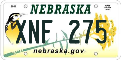 NE license plate XNF275