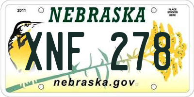 NE license plate XNF278