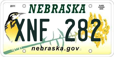 NE license plate XNF282