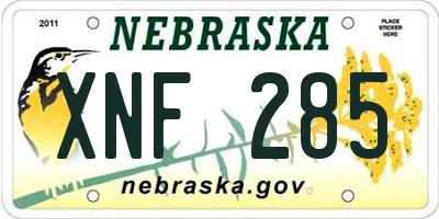 NE license plate XNF285
