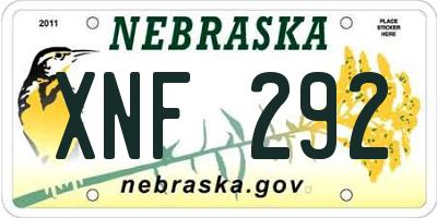 NE license plate XNF292