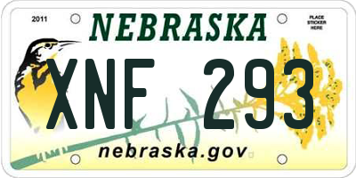 NE license plate XNF293