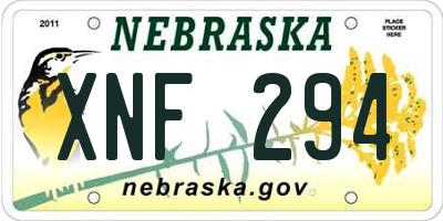 NE license plate XNF294