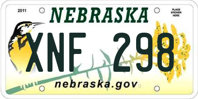 NE license plate XNF298