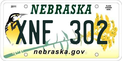 NE license plate XNF302