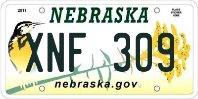 NE license plate XNF309