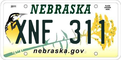 NE license plate XNF311