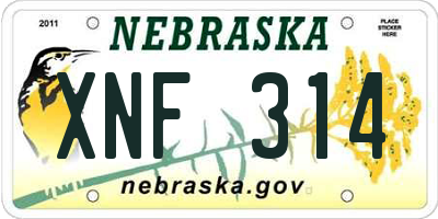 NE license plate XNF314