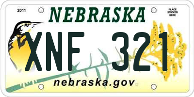 NE license plate XNF321