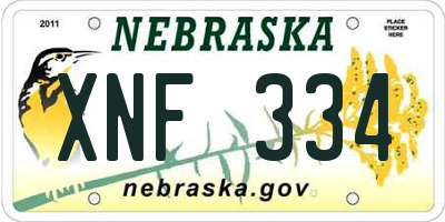 NE license plate XNF334