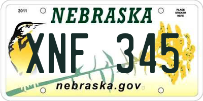 NE license plate XNF345