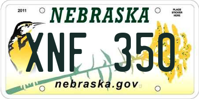 NE license plate XNF350