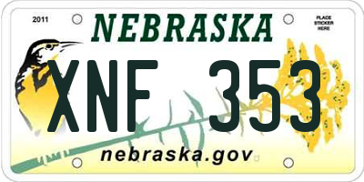 NE license plate XNF353