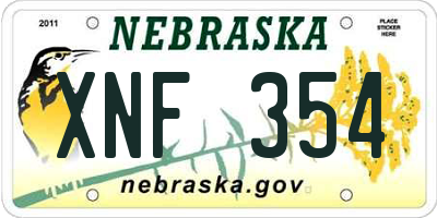 NE license plate XNF354
