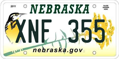 NE license plate XNF355
