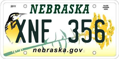 NE license plate XNF356