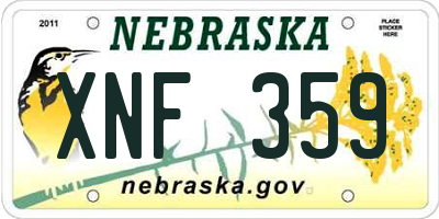 NE license plate XNF359
