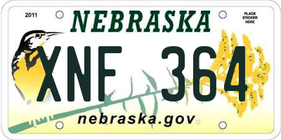 NE license plate XNF364