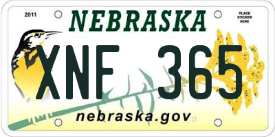 NE license plate XNF365