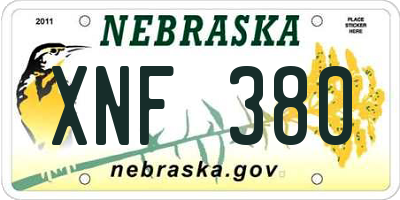 NE license plate XNF380