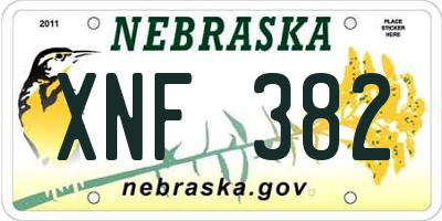 NE license plate XNF382