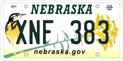 NE license plate XNF383
