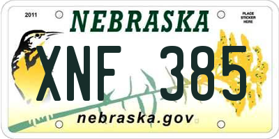 NE license plate XNF385