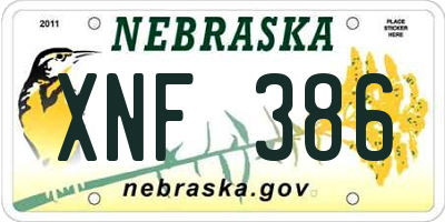 NE license plate XNF386