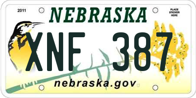 NE license plate XNF387